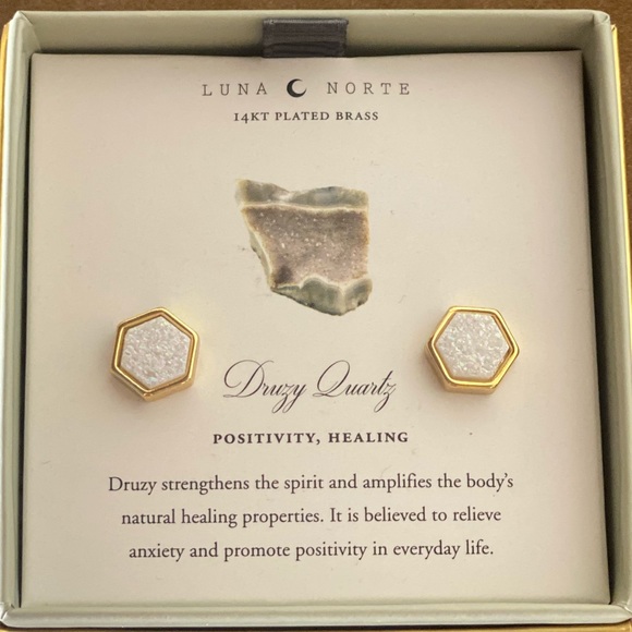 Luna Norte Druzy Quartz Earrings - Picture 4 of 4